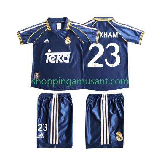 Maillot de Foot Real Madrid BECERHAM 23 Rétro Enfant Neutre 1999 1998 Manche Courte