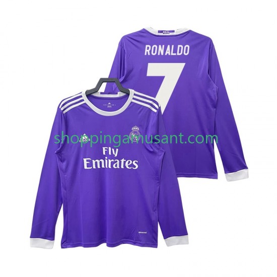 Maillot de Foot Real Madrid Cristiano Ronaldo 7 2016 2017 Rétro Homme Extérieur Manche Longue