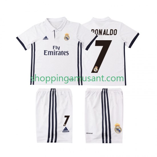 Maillot de Foot Real Madrid Cristiano Ronaldo 7 2016 2017 Rétro Enfant Domicile Manche Courte