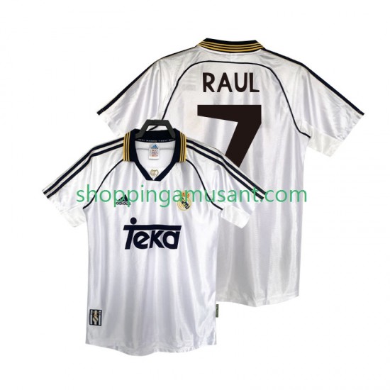 Maillot de Foot Real Madrid RAUL 7 2000 Rétro Homme Domicile 1998 Manche Courte