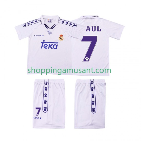 Maillot de Foot Real Madrid RAUL 7 1996 Rétro Enfant Domicile 1994 Manche Courte