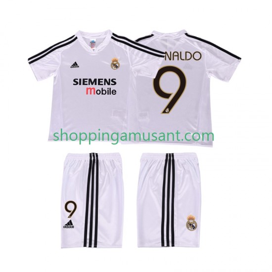 Maillot de Foot Real Madrid RONALDO 9 5 Rétro Enfant Domicile 2004 2002 Manche Courte