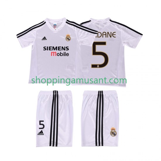 Maillot de Foot Real Madrid ZIDANE 5 5 Rétro Enfant Domicile 2004 2002 Manche Courte