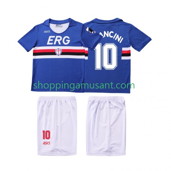 Maillot de Foot Sampdoria MANCINI 10 1990 1991 Rétro Enfant Domicile Manche Courte