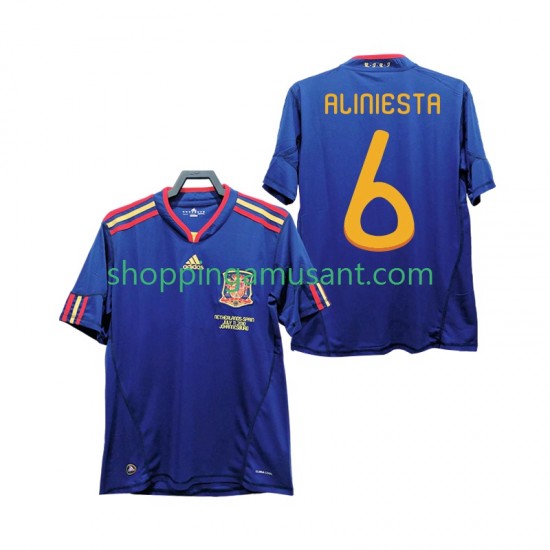 Maillot de Foot Espagne Andres Iniesta 6 Rétro Homme Extérieur 2010 Manche Courte