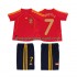 Maillot de Foot Espagne DAVID VILLA 7 Rétro Enfant Domicile 2008 Manche Courte