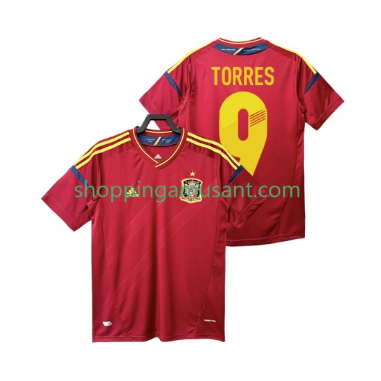 Maillot de Foot Espagne TORRES 9 2012 Rétro Homme Domicile Manche Courte