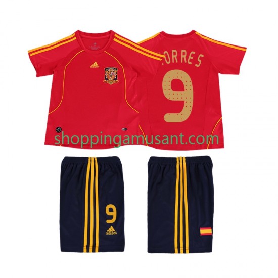 Maillot de Foot Espagne TORRES 9 Rétro Enfant Domicile 2008 Manche Courte