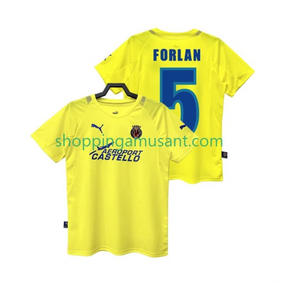 Maillot de Foot Villarreal CF FORLAN 5 2005 Rétro Homme Domicile 2006 Manche Courte