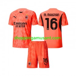 Maillot de Foot AC Milan Mike Maignan 16 Gardien Enfant 4ème 2024-2025 Manche Courte