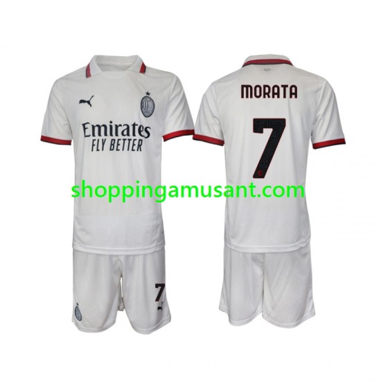 Maillot de Foot AC Milan Morata 7 Enfant Extérieur 2024-2025 Manche Courte