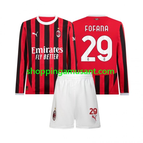 Maillot de Foot AC Milan Youssouf Fofana 29 Enfant Domicile 2024-2025 Manche Longue