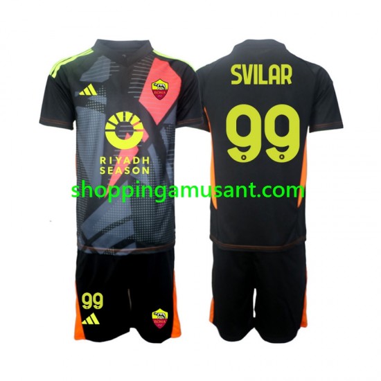 Maillot de Foot AS Rome Mile Svilar 99 Gardien Enfant Domicile 2024-2025 Manche Courte