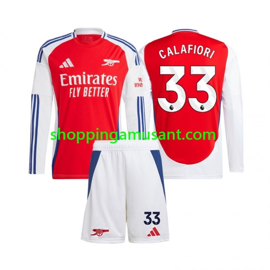Maillot de Foot Arsenal Riccardo Calafiori 33 Enfant Domicile 2024-2025 Manche Longue