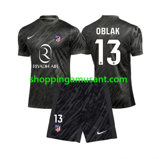 Maillot de Foot Atlético Madrid Jan Oblak 13 Gardien Enfant Domicile 2024-2025 Manche Courte