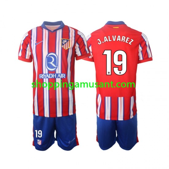 Maillot de Foot Atlético Madrid J.Alvarez 19 Enfant Domicile 2024-2025 Manche Courte