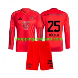 Maillot de Foot Bayern Munich Thomas Muller 25 Enfant Domicile 2024-2025 Manche Longue
