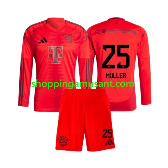 Maillot de Foot Bayern Munich Thomas Muller 25 Enfant Domicile 2024-2025 Manche Longue