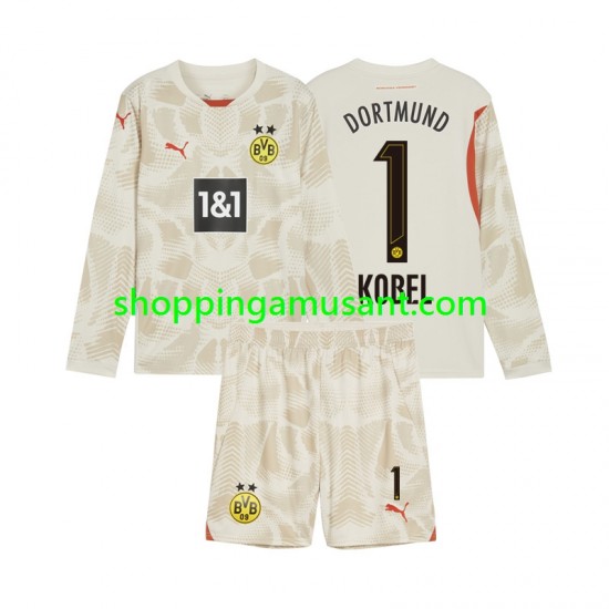 Maillot de Foot Borussia Dortmund Gregor Kobel 1 Gardien Enfant Domicile 2024-2025 Manche Longue