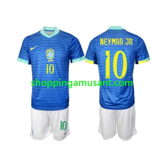 Maillot de Foot Brésil Neymar JR 10 Enfant Extérieur 2024 Manche Courte