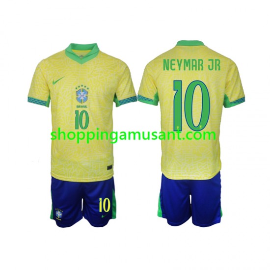 Maillot de Foot Brésil Neymar JR 10 Enfant Domicile 2024 Manche Courte