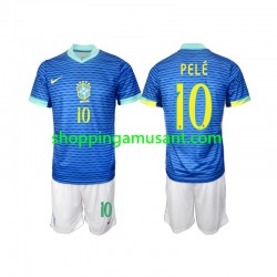 Maillot de Foot Brésil PELE 10 Enfant Extérieur 2024 Manche Courte