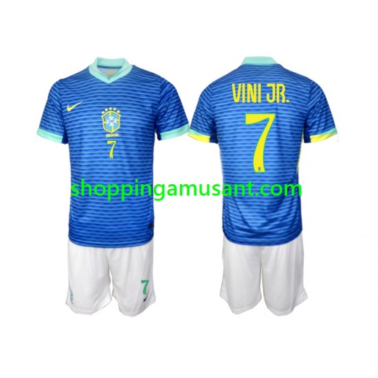 Maillot de Foot Brésil VINI JR 7 Enfant Extérieur 2024 Manche Courte