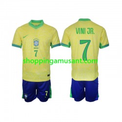 Maillot de Foot Brésil VINI JR 7 Enfant Domicile 2024 Manche Courte