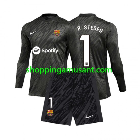 Maillot de Foot FC Barcelone Ter Stegen 1 Gardien Enfant Neutre 2024-2025 Manche Longue
