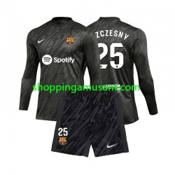 Maillot de Foot FC Barcelone Wojciech Szczesny 25 Gardien Enfant Extérieur 2024-2025 Manche Longue