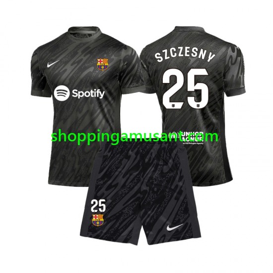 Maillot de Foot FC Barcelone Wojciech Szczesny 25 Gardien Enfant Extérieur 2024-2025 Manche Courte