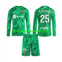 Maillot de Foot FC Barcelone Wojciech Szczesny 25 Gardien Enfant Domicile 2024-2025 Manche Longue