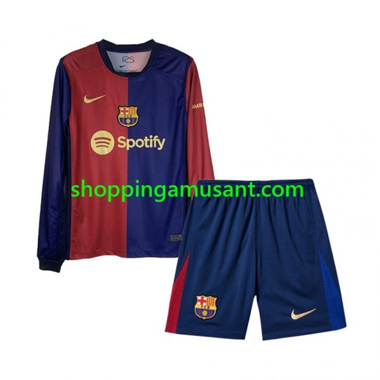 Maillot de Foot FC Barcelone Enfant Domicile 2024-2025 Manche Longue