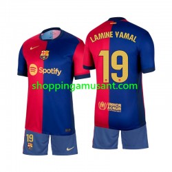 Maillot de Foot FC Barcelone Lamine Yamal 19 Enfant Domicile 2024-2025 Manche Courte
