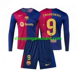 Maillot de Foot FC Barcelone Lewandowski 9 Enfant Domicile 2024-2025 Manche Longue