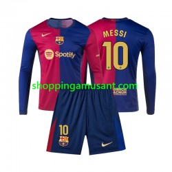 Maillot de Foot FC Barcelone Lionel Messi 10 Enfant Domicile 2024-2025 Manche Longue
