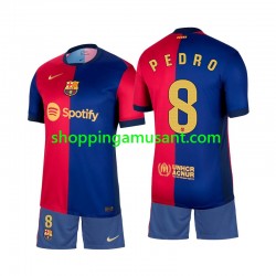 Maillot de Foot FC Barcelone Pedro 8 Enfant Domicile 2024-2025 Manche Courte