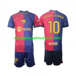 Maillot de Foot FC Barcelone Ronaldinho 10 Enfant Domicile 2024-2025 Manche Longue