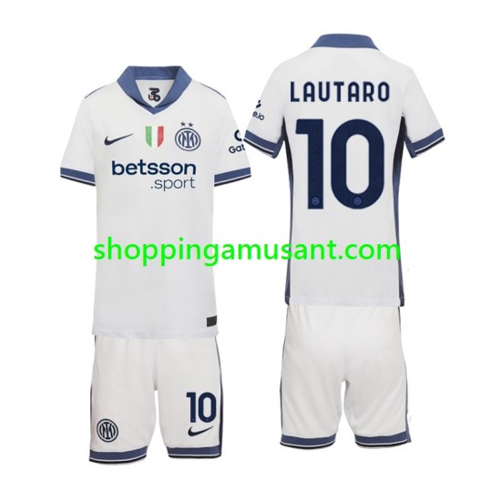 Maillot de Foot Inter Milan Lautaro 10 Enfant Extérieur 2024-2025 Manche Courte