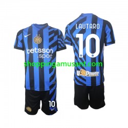 Maillot de Foot Inter Milan Lautaro 10 Enfant Domicile 2024-2025 Manche Courte