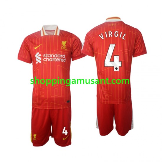 Maillot de Foot Liverpool Virgil 4 Enfant Domicile 2024-2025 Manche Courte