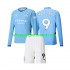 Maillot de Foot Manchester City Erling Haaland 9 Enfant Domicile 2024-2025 Manche Longue