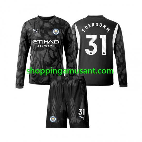 Maillot de Foot Manchester City Ederson Moraes 31 Gardien Enfant 4ème 2024-2025 Manche Longue
