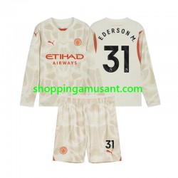 Maillot de Foot Manchester City Ederson Moraes 31 Gardien Enfant Neutre 2024-2025 Manche Longue