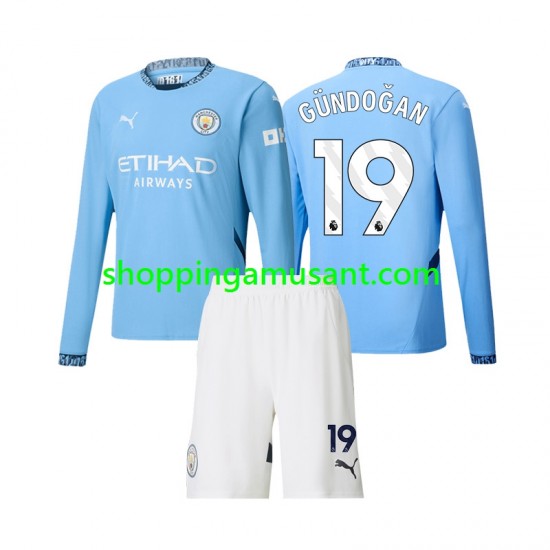 Maillot de Foot Manchester City Gundogan 19 Enfant Domicile 2024-2025 Manche Longue
