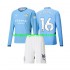 Maillot de Foot Manchester City Rodri 16 Enfant Domicile 2024-2025 Manche Longue