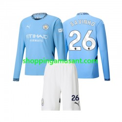 Maillot de Foot Manchester City Savinho 26 Enfant Domicile 2024-2025 Manche Longue