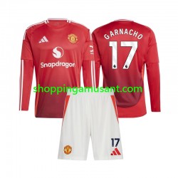 Maillot de Foot Manchester United Alejandro Garnacho 17 Enfant Domicile 2024-2025 Manche Longue