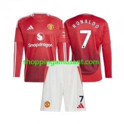 Maillot de Foot Manchester United Cristiano Ronaldo 7 Enfant Domicile 2024-2025 Manche Longue