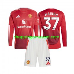 Maillot de Foot Manchester United Kobbie Mainoo 37 Enfant Domicile 2024-2025 Manche Longue